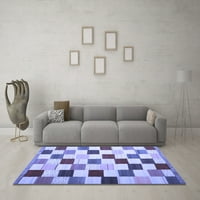 Ahgly Company Indoor Rectangle Checkered Blue Modern Area Rugs, 3 '5'
