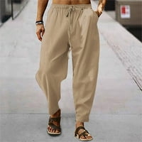 Летни просвета Мъжки панталони отзад в училище модни мъже небрежни разхлабени и удобни панталони панталони памучни копчета панталони khaki xl