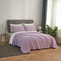 Плетено одеяло Кинг с Шамс-меко одеяло от фланелка, лилаво бяло
