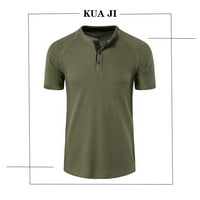 Мъжки модни ризи с къси ръкави с къс ръкав тениска ежедневни оребрени плетани меки тениски основни плътни върхове на ризата