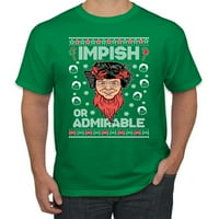 Импиш или възхитителен Dwight Schrute Ugly Christmas пуловер Мъжки тениска, безопасно зелено, среден