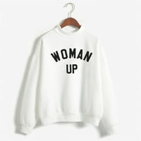 Дамски пуловери с качулки леки качулки потни ризи суичъри за жени с плюс размер женски ризи с дълъг ръкав, бели 2xl