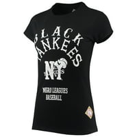 Женски шевове Черни Ню Йорк Черни янки-тениска на логото на негърската лига
