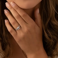 14к Бяло Злато класически годежен пръстен и сватбена халка булчински комплект размери 4-10