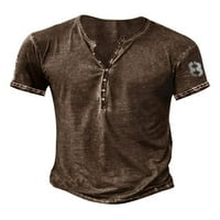 Тениски за разумояващи се тениски Хенли яка блуза модна летни върхове Мъжки ежедневна празнична тениска тъмно сива 3xl