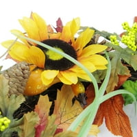 24 есенни смесени листни цветя борови шишарки и изкуствен венец за благодарност от тиква-неосветен