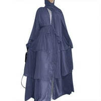 PUAWKOER Женски кадиган колан риза за изходни дрехи мека и елегантна шифон солидна слоеста жилетка свободни дрехи за дълги рокли за жени с дълъг ръкав жени хиджаб