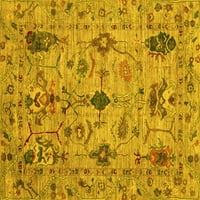Ahgly Company Indoor Square Oriental Yellow Traditional Area Rugs, 3 'квадрат