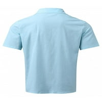 Cindysus мъжки върхове с къс ръкав тениска ревера тениска с ваканция летни ризи основни блузи синьо 3xl