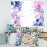 Дизайнарт розово и лилаво абстрактно с цветни пръски и модерна рамка платно стена арт принт
