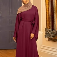 бепърни жени ежедневна рокля небрежна солидна рокля лък ръкав арабска арабска рокля на кафтан