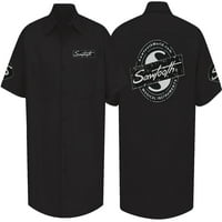 Трион с къс ръкав Черна работна риза с лого, малка