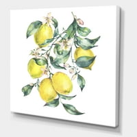 Клон на листа и жълти лимони рисувам платно Арт Принт