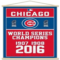 Чикаго Къбс-плакат за стена на шампионите с дървена магнитна рамка, 22.375 34