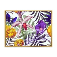 Дизайнарт' Реколта тропически цветя шест ' традиционна рамка платно стена арт принт