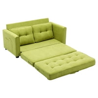 59.4 Loveseat Sleeper, сгъваем диван на пода със страничен джоб, кабриолет за диван с облекло и табла за табло за малко пространство за хол, зелено