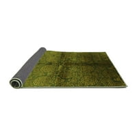 Ahgly Company Indoor Square Oriental Green Industrial Area Rugs, 6 'квадрат
