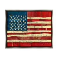 Ступел индустрии Обединени стоим Ден на независимостта празнична американски флаг Живопис блясък сив плаваща рамка платно печат стена изкуство, дизайн от Стефани
