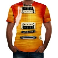 Luiyenes Мъжки тениска кратка фашон 3D китара готини върхове летни ръкави от печатни тийнейджъри мъжки блуза