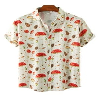 Grianlook Mens Hawaiian Button Down летни ризи Завъртете яка Флорална тениска за печат ежедневно носене на ревера врат