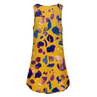 Pbnbp sundresses за жени модерен цветен блок леопардов бутон за печат v шия без ръкави без ръкави