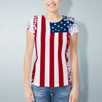 Жени мъже САЩ с къс ръкав o Вратни върхове блуза тениска деца момчета момичета тениски флаг отпечатани с къс ръкав топ американски