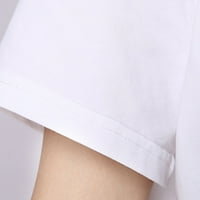 DTYDTPE плюс размер на върховете за жени, жени полиестерни раирани о-хилята с къс ръкав свободен плюс размер тениска блуза топ женски върхове