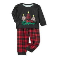 Съответстващи семейни пижами задава коледни PJ Tree Pattern Top and Plaid Pants Jammies Sleepwear, памук