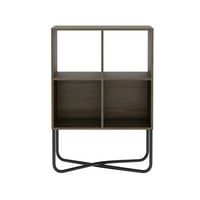 Techni Mobili, Collection Collection - модерна геометрична шкафче за книги, 2 -степенни рафтове, орех