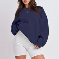 Стронгтен женски кръгла шия върхове памук женски небрежен моден дълъг ръкав с джобни о-изкопчиви пуловер топ блуза
