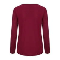 pxiakgy блузи за жени памук с дълги ръкави с дълги ръкави есен-зима смес върхове женски тренировка отгоре кухина плюс размер на върха на размера на върховете червено + ?