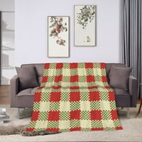 Червено ретро карирана шаблон за хвърляне на одеяло, леко уютно одеяло за меко хвърляне на дивана, 40 x30 хвърляне на одеяла за
