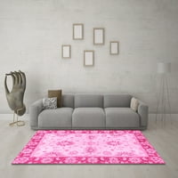 Ahgly Company Indoor Rectangle Oriental Pink Traditional Area Rugs, 5 '7'