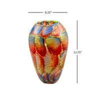 Дейл Тифани 13.75 Многоцветна стъклена кръгла ваза