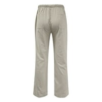 Мъжки панталони мъже солидни ежедневни еластични талии джобни памучни панели панели панталони сиви xxxxl yry