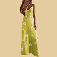 Летни рокли за продажба на клирънс за жени без ръкави от печат флорален модел рокля с v-образно декол