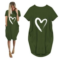 Летни рокли за жени ежедневни тениски рокли хлабави рокля с късо ръкав с v-образно деколте с джобове армия зелен размер 4xl