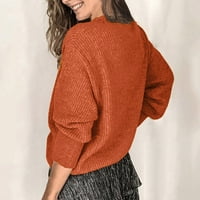 Forestyashe женски върхове облечени ежедневни плътни цветове v копче за шия дантела плетен пуловер есен и зимен топъл топ тънък