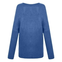 Пуловери за жени Модерни годни пуловер пуловер Ваканция V-образни пуловери за жени Крерънс син XL