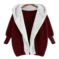 Lumento дами сгъстяват зимни топли палта свободни качулки палто пухкав цветен блок изхожда червено бяло xl