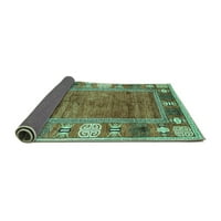 Ahgly Company Indoor Rectangle Oriental Turquoise Blue Modern Area Cugs, 2 '3'