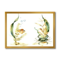 Дизайнарт 'тропически риби с въздушни мехурчета и водорасли' традиционен Арт Принт