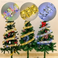 Коледна панделка Twinkle Lights String, 33ft 100LED коледно дърво декоративна копринена лампа, коледна подарък за опаковане на