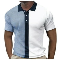 Мъжки тениска ретро късо ръкав кръг за печат за печат на шията Лято ежедневни дишащи пуловер върхове лилаво xxl