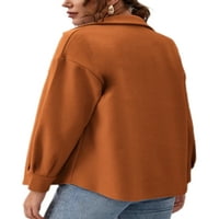 Bomotoo жени разхлабени изстрелни липи с обикновен грахов палто зима единично гърди с дълъг ръкав външно облекло оранжево 12