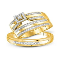 Jewels 10kt жълто злато, неговото нейното кръгло диамантен квадрат, съвпадащ сватбен комплект cttw