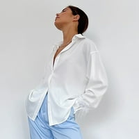 Floleo женски върхове блуза клирънс есен жени мода с дълъг ръкав v-образно вещество масивна цветна риза върхове блузна риза сделки