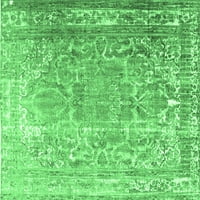 Ahgly Company Indoor Rectangle Persian Emerald Green Traditional Area Rugs, 7 '9'