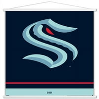 Сиатъл Кракен - лого плакат за стена с магнитна рамка, 22.375 34