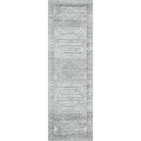 абстрактен племенен машинно пране площ килим, 2 '6 12', сив